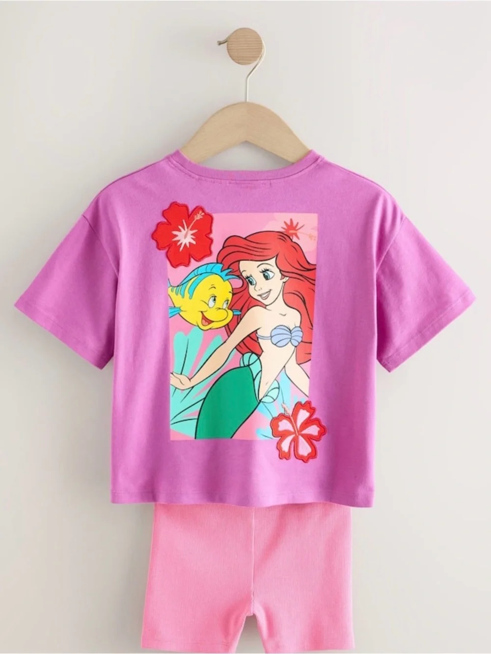 Next Purple Disney Little Mermaid Short Sleeve T-Shirt Rib Cycle Shorts Set 3-4y
